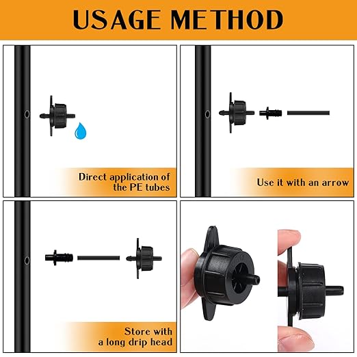 50 Pcs Drip Irrigation Emitters 1/4 Inch 1 GPH Water Tubing Irrigation Tubing Pressure Compensating Dripper Emitters System Drip Tip Constant Flow Heads Parts for Garden Watering Dripper