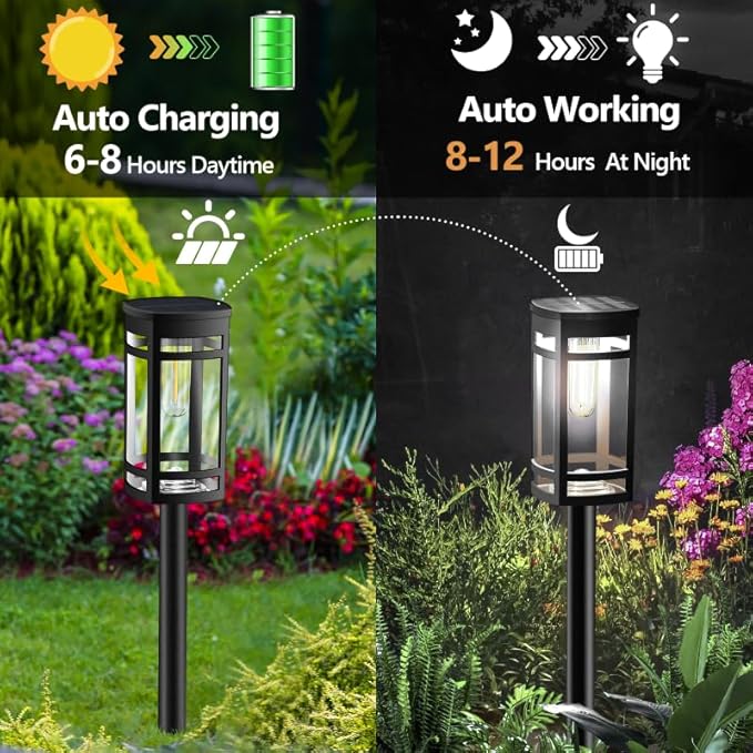 8 Pack Solar Lights Outdoor Waterproof for Garden Pathway Walkway Driveway Yard Lawn Decorative Landscape Lighting. (Cool White Light, 8)