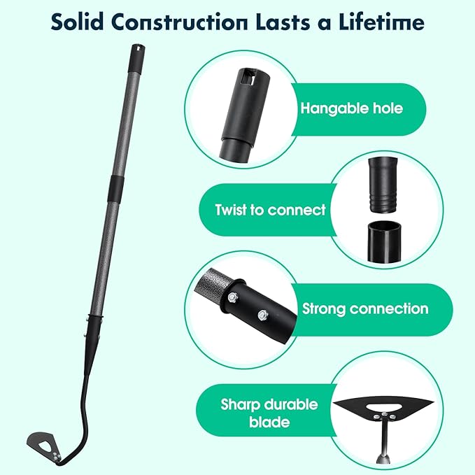 Hardened Hollow Hoe with Long Handle,Heavy Duty Garden Hoes for Weeding Loosening Soil Digging Planting Ridging, Handy Hoe Garden Tool (55")