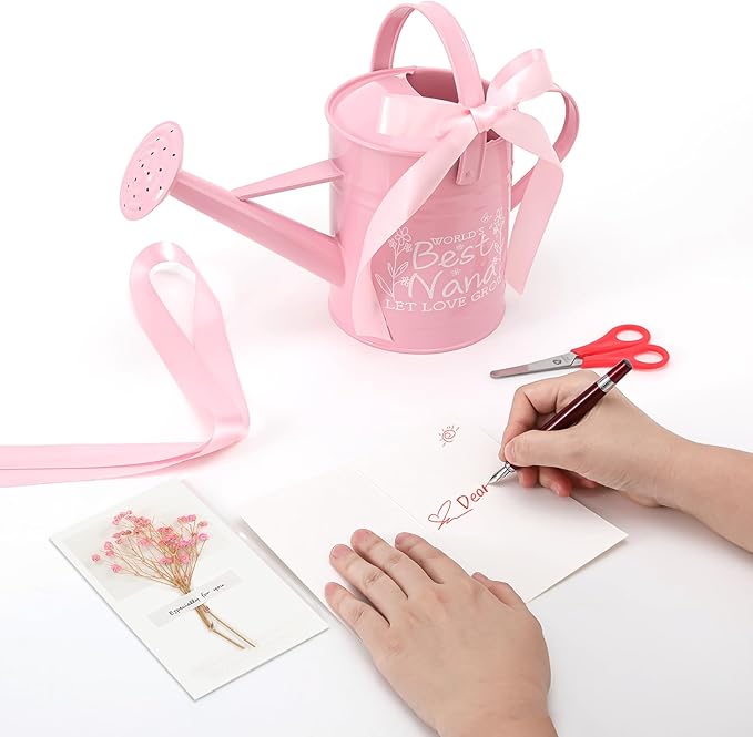 Nana Gifts,Gardening Gifts for Women, Best Nana Gifts,Gifts for Nana from Grandkids, Metal Watering Can for Indoor Plants,1/2 Gallon,Pink ﻿