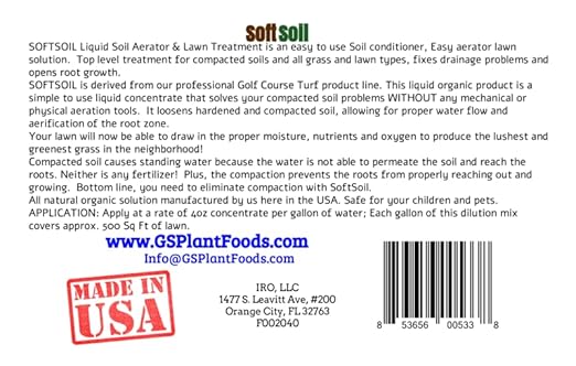 Soft Soil Liquid Soil Aerator & Lawn Treatment to Fix Compacted Soils, Improve Drainage with Non-Mechanical Liquid Application. 1 Gallon