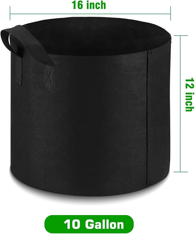 12-Pack 10 Gallon Grow Bags Heavy Duty Thickened Nonwoven Fabric Pots with Durable Handles