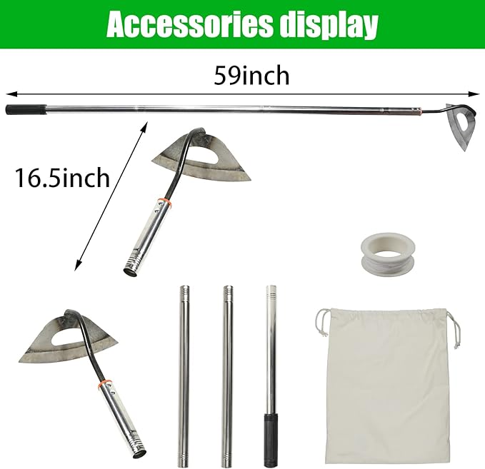Hoe Garden Tool,All-Steel Hardened Hollow Hoe Heavy Duty Action Hoe with 55 Inch Adjustable Handle Scuffle Garden Hula Hoe with Rake for Backyard Weeding,Farm Planting (1 Pack Long Handle Hoe)