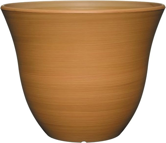 Classic Home and Garden Honeysuckle Resin Flower Pot Planter, Bamboo Brown, 13"