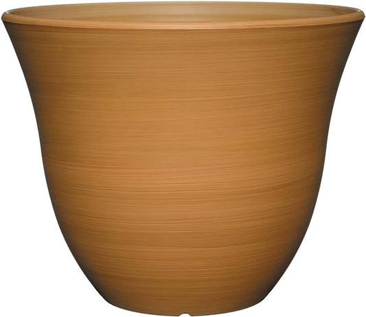 Classic Home and Garden Honeysuckle Resin Flower Pot Planter, Bamboo Brown, 13"