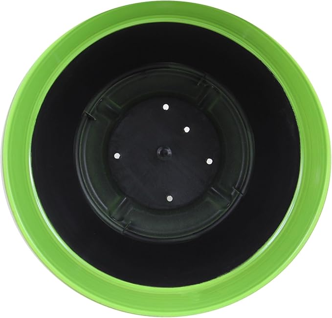 Garden Elements Indoor/Outdoor Glazed Brushed Happy Plastic Planter, Large, Bright Green, 15"