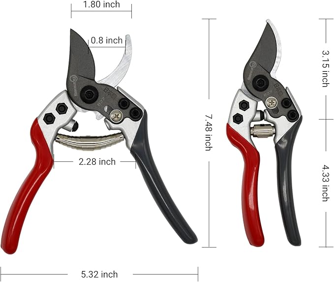 Sanung Pruning Shears Gardening Tools Garden Shears with Sharp High Carbon Steel Teflon Coated Blade and Non-slip Handles, Easy to Trim Tree Branches with Left and Right Hands for Farms