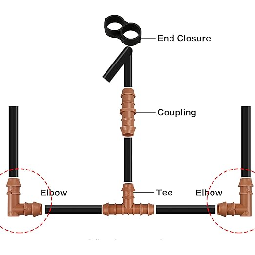 20 Pieces Drip Irrigation Barbed Elbows Fittings for 1/2” Tubing (0.600”ID) - Drip Elbows (17mm) Irrigation Tubing Connectors for Drip Sprinkler Garden Lawn Systems