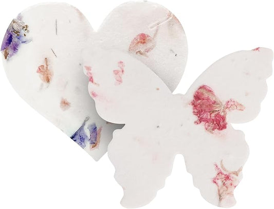 48pcs Plantable Wildflower Seed Paper – 24 Heart & 24 Butterfly Shapes for Weddings, Showers, & Life Events