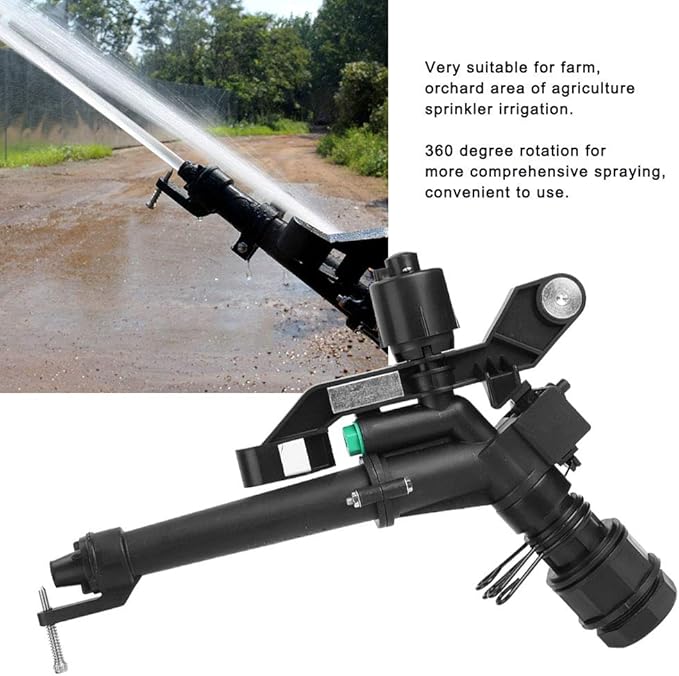 CHICIRIS Lawn Sprinkler - 1.5in to 1in DN25 Female Thread Adjustable 360 Degree Rotating Rocking Arm Sprinkler Farm Irrigation