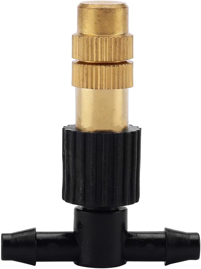 ACBungji 30pcs Brass Misting Nozzles Three-way Connector Drip Irrigation Nozzle 4/7 Inches Adjustable Atomizing Nozzle Cooling Misting System for Outdoor Plant Garden Patio Greenhouse