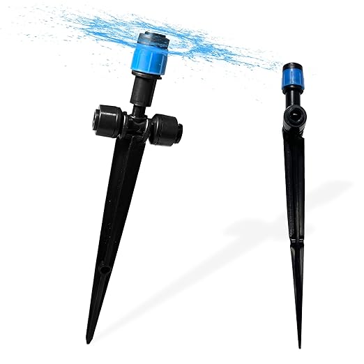 20PCS Push-to-Fit Drip Irrigation Emitters for 1/4 inch Irrigation Tubing,Two-Way Connection Adjustable Vortex Drip Emitters with Stake,Irrigation Dripper Sprinkler for Drip Irrigation System