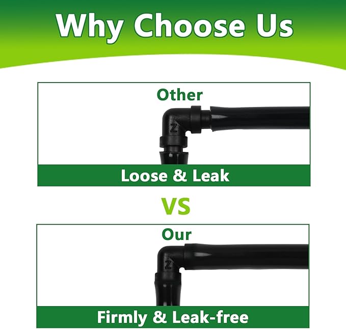 60 Pack Drip Irrigation 1/4" Barbed Elbow Fittings, Barbed Connectors for 1/4 Inch Irrigation Tubing Drip Line 90 Degree Elbow for Drip Sprinkler Garden Shrubs Systems