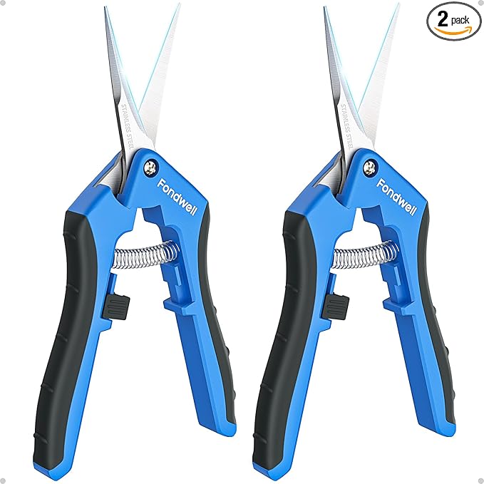 Fondwell 6.5" Gardening Scissors Trimming Shears: Trimming Scissors for Buds - Comfortable Hand Pruners with Curved Blades