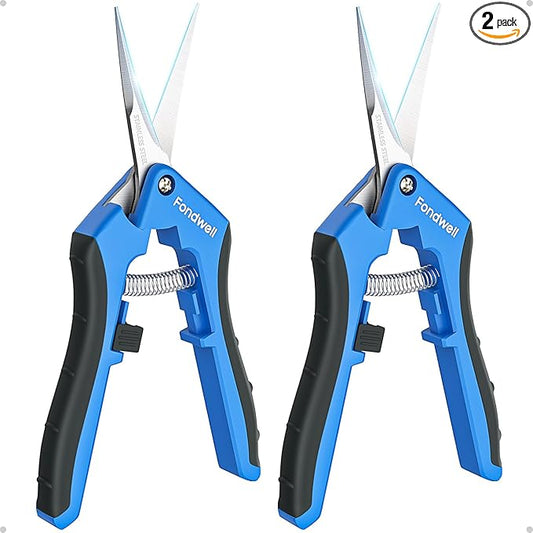 Fondwell 6.5" Gardening Scissors Trimming Shears: Trimming Scissors for Buds - Comfortable Hand Pruners with Curved Blades