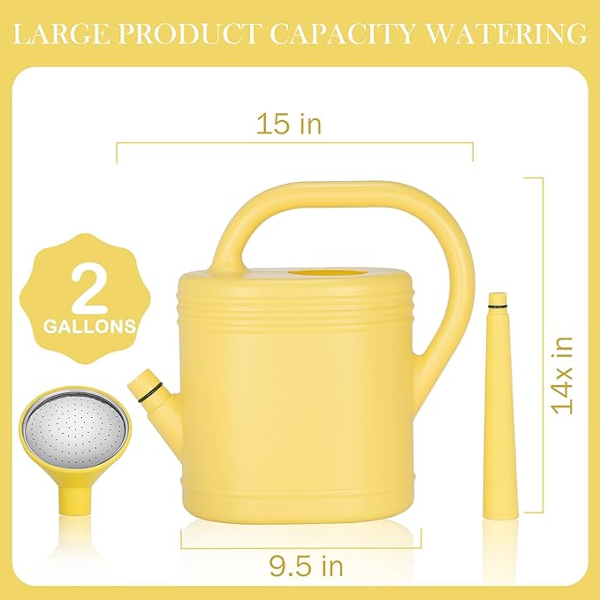 2 Gallon Watering Can for Indoor Plants, Garden Watering Cans for Outdoor Plant House Flower, Modern Plant Watering Can Large Long Spout with Sprinkler Head