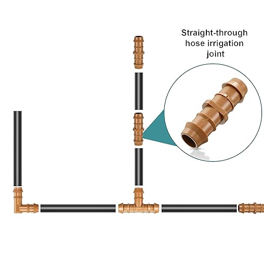 Boao 20 Packs 1/2 Inch Barbed Connector Plastics Drip Irrigation Barbed Hose Connector 17 mm Diameter (Coupling)
