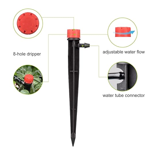 60pcs Drip Emitters for 1/4" Drip Irrigation Tubing,Adjustable 360 Degree Water Flow Drippers Garden Irrigation for 4-7mm Watering System
