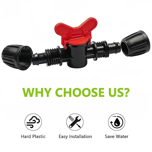13 Pcs Drip Irrigation Fittings Switch Valve 1/2 Inch, In-Line Barbed Lock Switch Valves For 1/2 Inch Drip Tubing (0.60"-0.65" OD) Shut Off On Valve Drip Line Parts