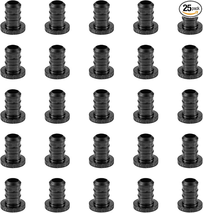 25-Pack EFIELD Pex Fittings Poly PPSU Barb Crimp 3/4-inch Plug (End Cap), ASTM F2159