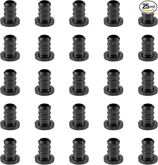 25-Pack EFIELD Pex Fittings Poly PPSU Barb Crimp 1/2-inch Plug (End Cap) For Pex Tubing, (1/2-inch)