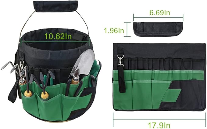 Gardening Tools Bucket Bag with 42 Pockets-Outdoor Multifunctional Better Sturdy Oxford/Canvas for Women Men