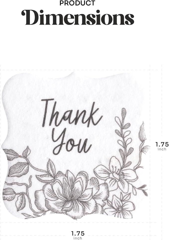 20pcs Thank You Tags Seed Paper – Plantable Wildflower in Different Designs & Shapes, Eco-Friendly, Perfect for Gifts, Wedding & Occasions (20 Square Art Floral)