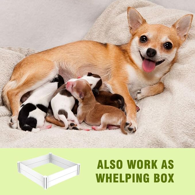 4'x4' White Vinyl Raised Garden Bed Kit, Outdoor Above Ground Garden Box for Growing Vegetables, Flowers, Herbs, DIY Gardening, Whelping Pen and More