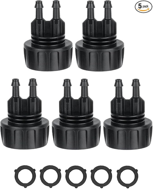 5 Pack Drip Irrigation Hose Connectors,1/4 Inch Drip Irrigation Tubing x 3/4 FHT Swivel Garden Faucet Dual Adapter, Convert 3/4" Garden Hose to 1/4" Drip Irrigation Parts