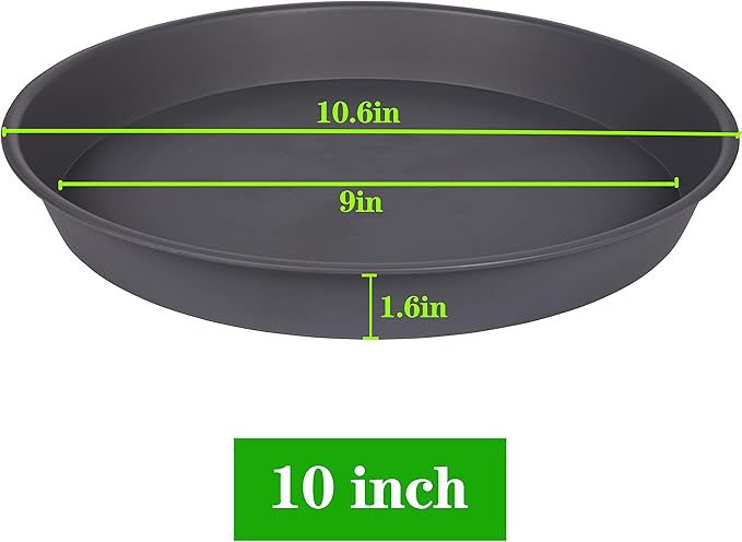 6 Pack of 10 inch Plant Saucer Gray, Heavy Duty Plastic Plant Saucer 10 inch Round, Durable Plant Tray for Pots, Plant Saucers for Indoors, Plant Trays for Planter 9"/10" (10", Cement Gray)