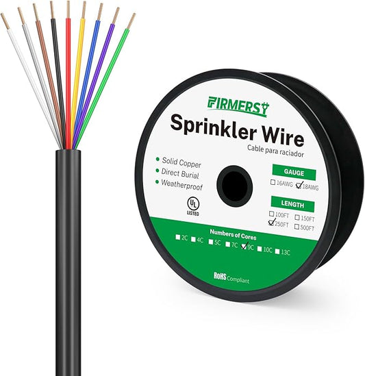 Firmerst 18/9 Solid Sprinkler Wire for up to 8 Valves System 250 Feet