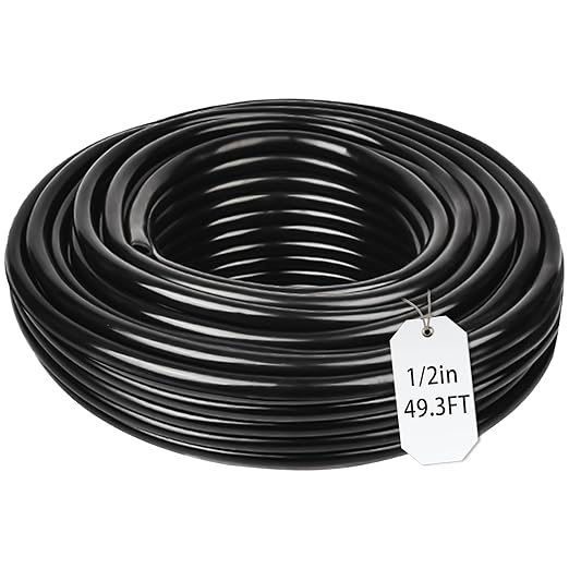 1/2 Inch Drip Irrigation Tubing-49.2Ft/15M Main Tubing Hose for Garden Irrigation System Kit, Plant Watering Irrigation Line Tubing