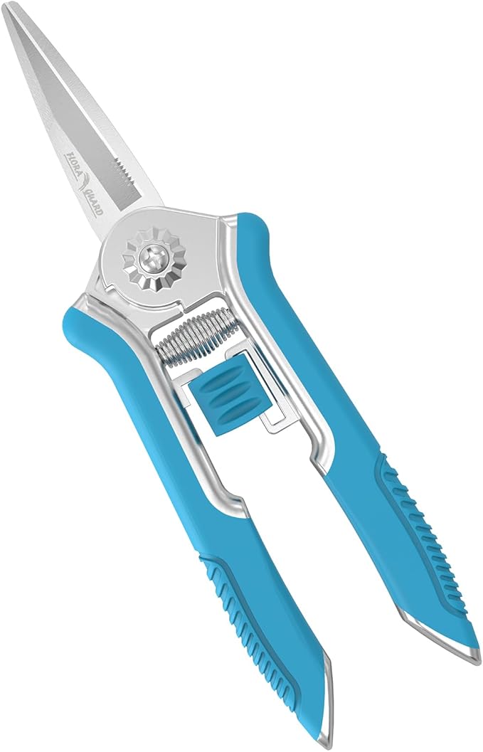 FLORA GUARD 6.5 Inch Micro-Tip Pruning snip Gardening Hand Pruning Shears Trimming Scissors with Stainless Steel（Blue）