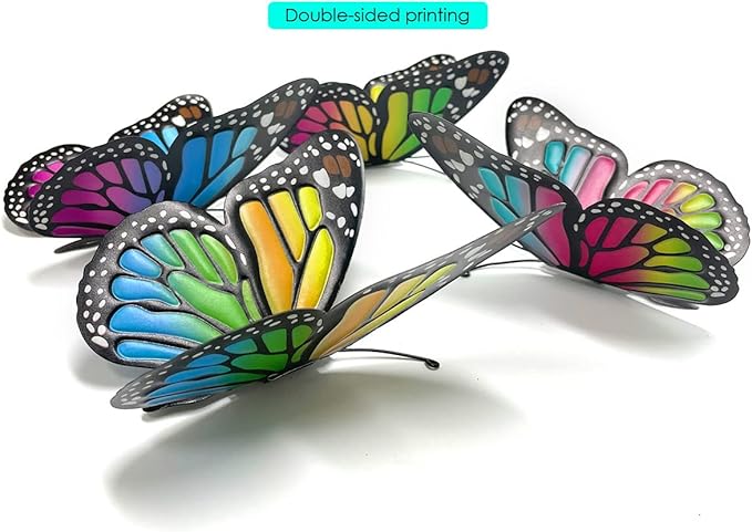 EOORAU Metal Butterfly Wall Decor - 4 pcs Butterflies Wall Sculpture Hanging Decorations for Indoor Outdoor Fences Patio Yard Fence Garden Decorations