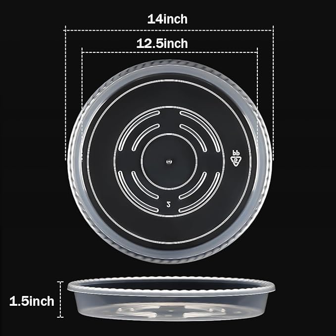 5 Pack Plant Saucer for Indoor Plants, 14 Inch Clear Plant Trays for Pots, Durable Plastic Flower Plant Pot Saucer, Heavy Duty Sturdy Plant Saucer Drip Trays for Pots