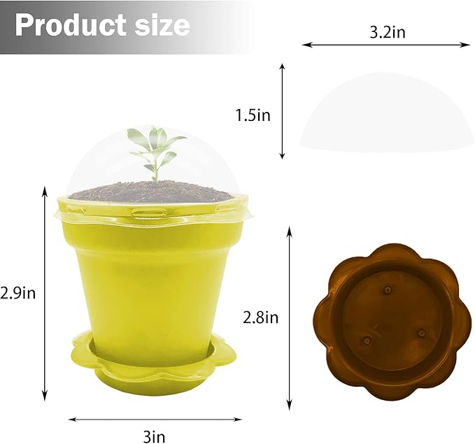 25 Packs Cupcake Plant Nursery Pots with Humidity Dome-Small Flower Pots for Kids-Planting Containers Cups for Indoor Outdoor Plant Succulent Display (Mixed Color)