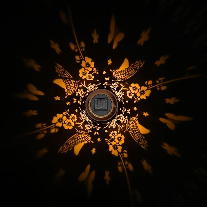 Garden Decor Birthday Gifts for Women, Butterfly Solar Lanterns Outdoor Decoration, Mothers Day Gifts for Mom Grandma, Hanging Solar Lights Outside for Yard, Patio, Backyard, Porch (2 Pack)