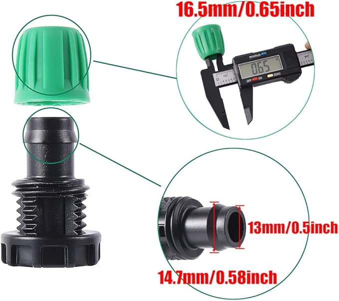 1/2” PVC Garden Irrigation Tubing Hose 33FT(10M),（OD:16mm,ID:12mm） With Lock Connector For Drip Irrigation System (33FT(10M))