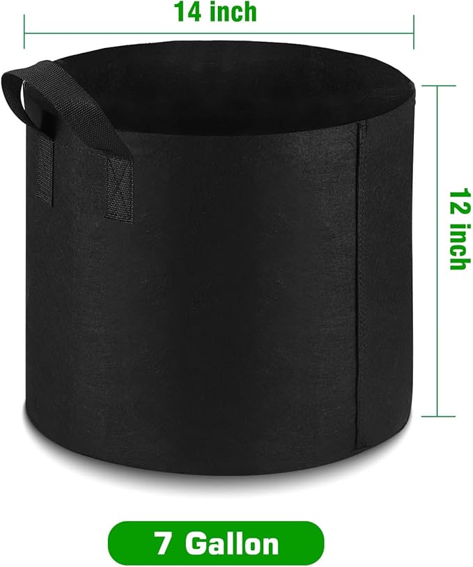 12-Pack 7 Gallon Grow Bags Heavy Duty Thickened Nonwoven Fabric Pots with Durable Handles