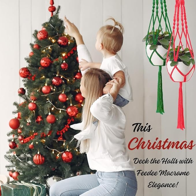 Macrame Plant Hangers Indoor Macrame Hanging Planters for Indoor Plants - 6 Pack Hanging Plant Holders Indoor Hanging, Macromay Plant Hangers for Indoor Plant Hanger, Boho & Home Decor (Green)