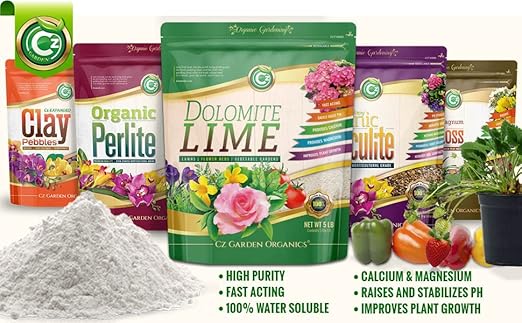 Organic Dolomite Lime 10LB - Made in USA - Garden Soil Amendment Fertilizer for Plants. Calcium/Magnesium Additive. Raise & Stabilize pH - Earthbox Tomatoes & Peppers Blossom End Rot. OMRI Listed