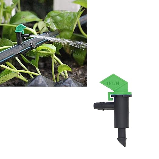 100 Pack 4 GPH Flag Irrigation Dripper Emitter 16L/H Garden Irrigation Drip Emitters Irrigation Emitter Flag Dripper Drip Irrigation Connect 4mm/7mm Hose for Home Garden Trees Herbs (Green)