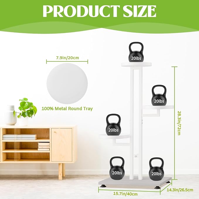 iDavosic.ly 4 Tier Plant Stand Indoor Outdoor, Tiered Corner Multiple Flower Pot Holder Shelf, Metal 28 Inch Tall Display Rack for Patio Porch Living Room Garden Balcony Bedroom, White