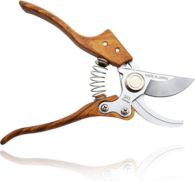 Bypass Pruning Shears [Made in Japan] 8 inches Professional Garden Shears, Japanese Secateurs Hand Pruner Hedge Clippers, Aluminum Alloy Handle