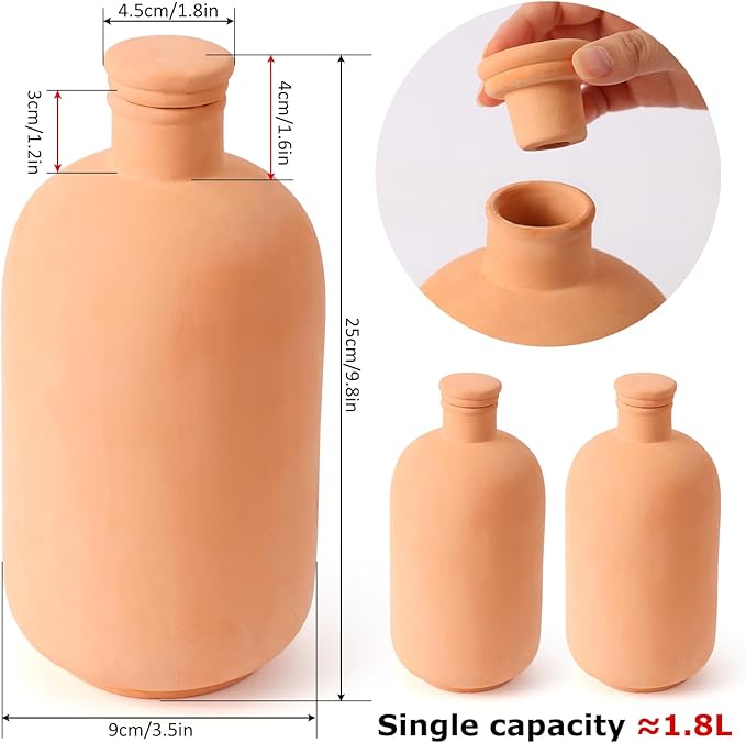 2pcs large Plant Watering Globes Ollas 10×5×5inch 61oz Terracotta Watering Pot Self Watering Planter Terra Cotta Clay Watering Spikes for Indoor Outdoor Plants Indoor Outdoor Large Reservoir Bulbs