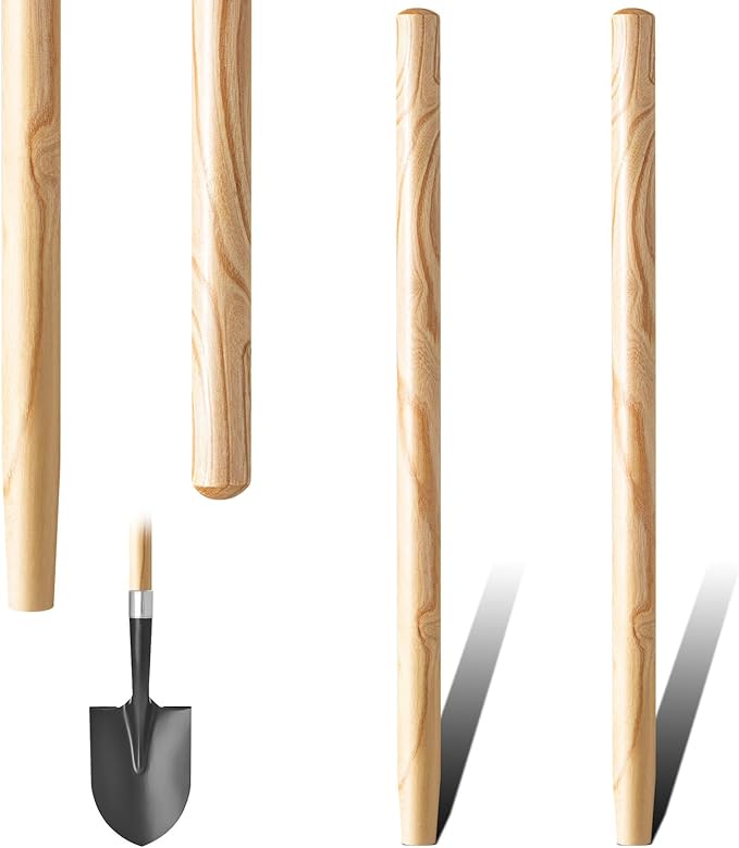2 Pcs Wooden Shovel Handle Replacement 41" (104cm) for Long D Handle Shovels Garden Tool, 1-1/2" Diameter
