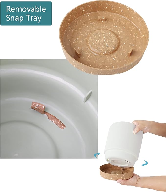 kubvici 2 Pack 8 Inch Planters for Indoor Plants, Plastic Flower Pots Plant Pots Indoor with Drainage Saucer for Outdoor Garden Home Plant, White 8”