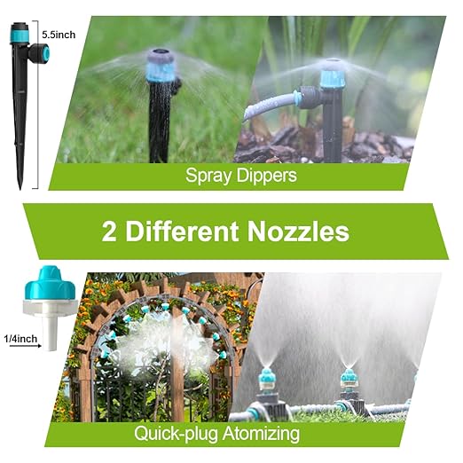 Drip Irrigation Kit, Garden Watering System with Quick Connectors,97FT Automatic Irrigation System with 12mm 6mm Irrigation Tubing Hose, Misting Watering System for Outdoor Plants