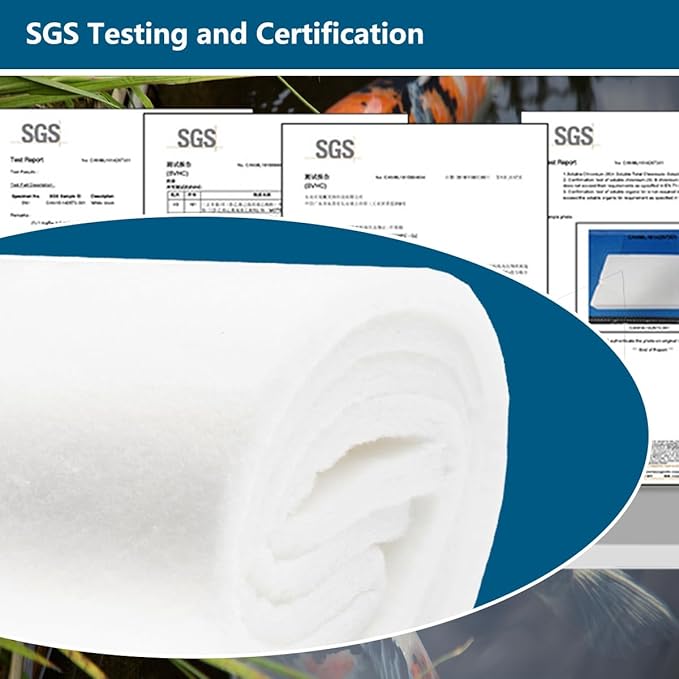 White Koi Pond Filter Pad Fine Bulk Roll- Cut to Fit - Durable Fish Pond Filter Media - Water Garden Aquariums Filter Material - 118" (9.8 ft) x 8" x 3/5" - 4/5" Thickness - 1 Pack