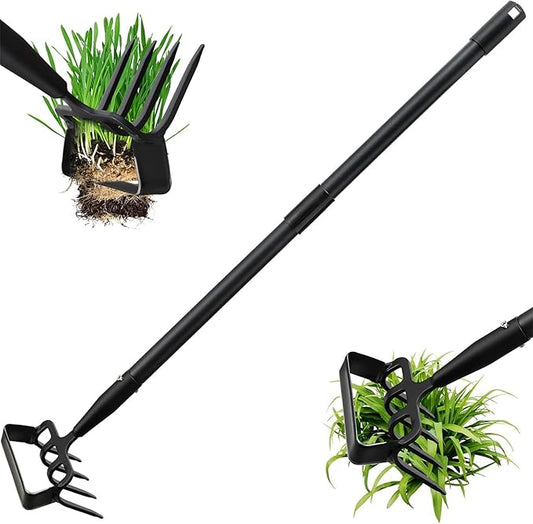 Garden Hoe for Weeding, 73 inch Long Handle Stirrup Hoe Garden Tool Heavy Duty Manual Weeders Scuffle Cultivator Hoe for Digging, Loosening Soil
